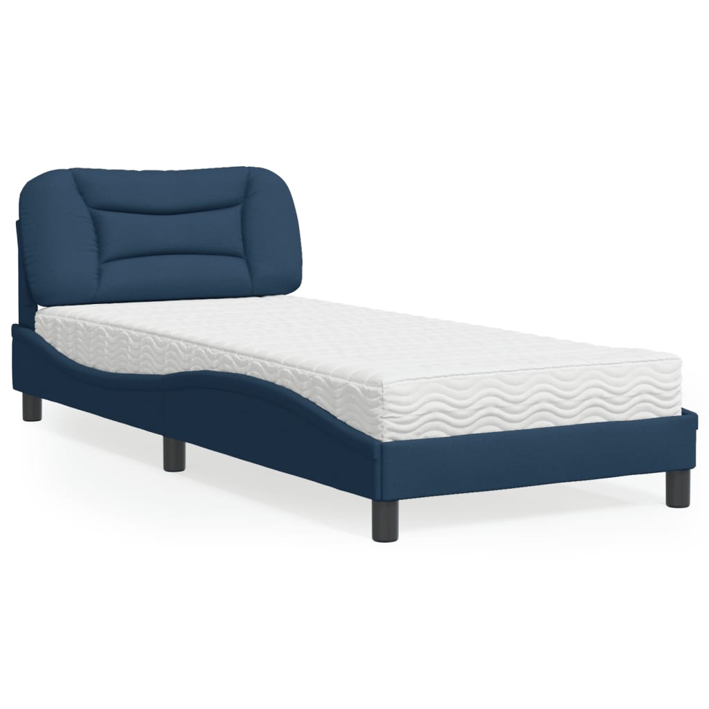 Bed with Mattress "Hvar" Blue 90x190 cm Fabric