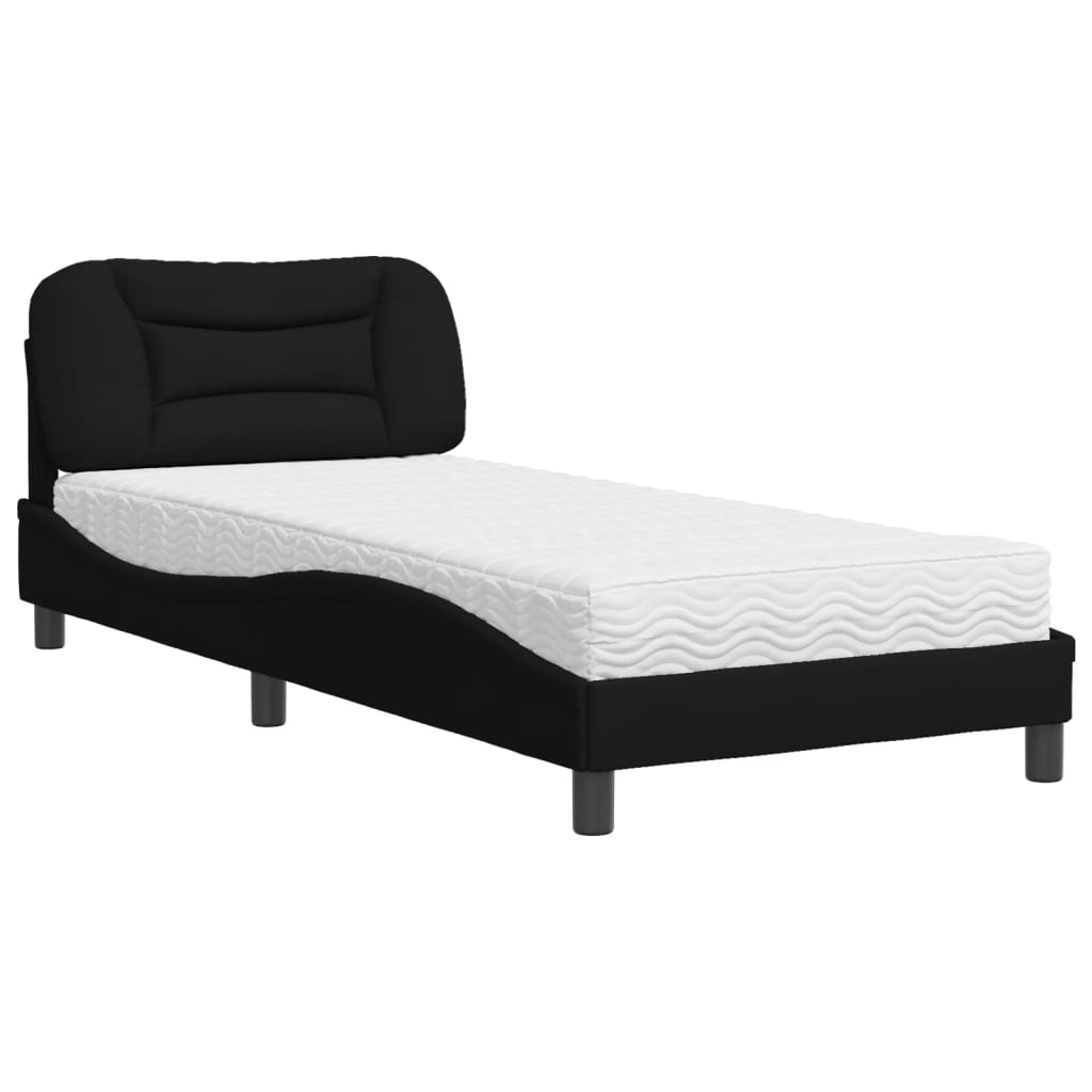 Bed with Mattress "Hvar" Black 90x200 cm Fabric