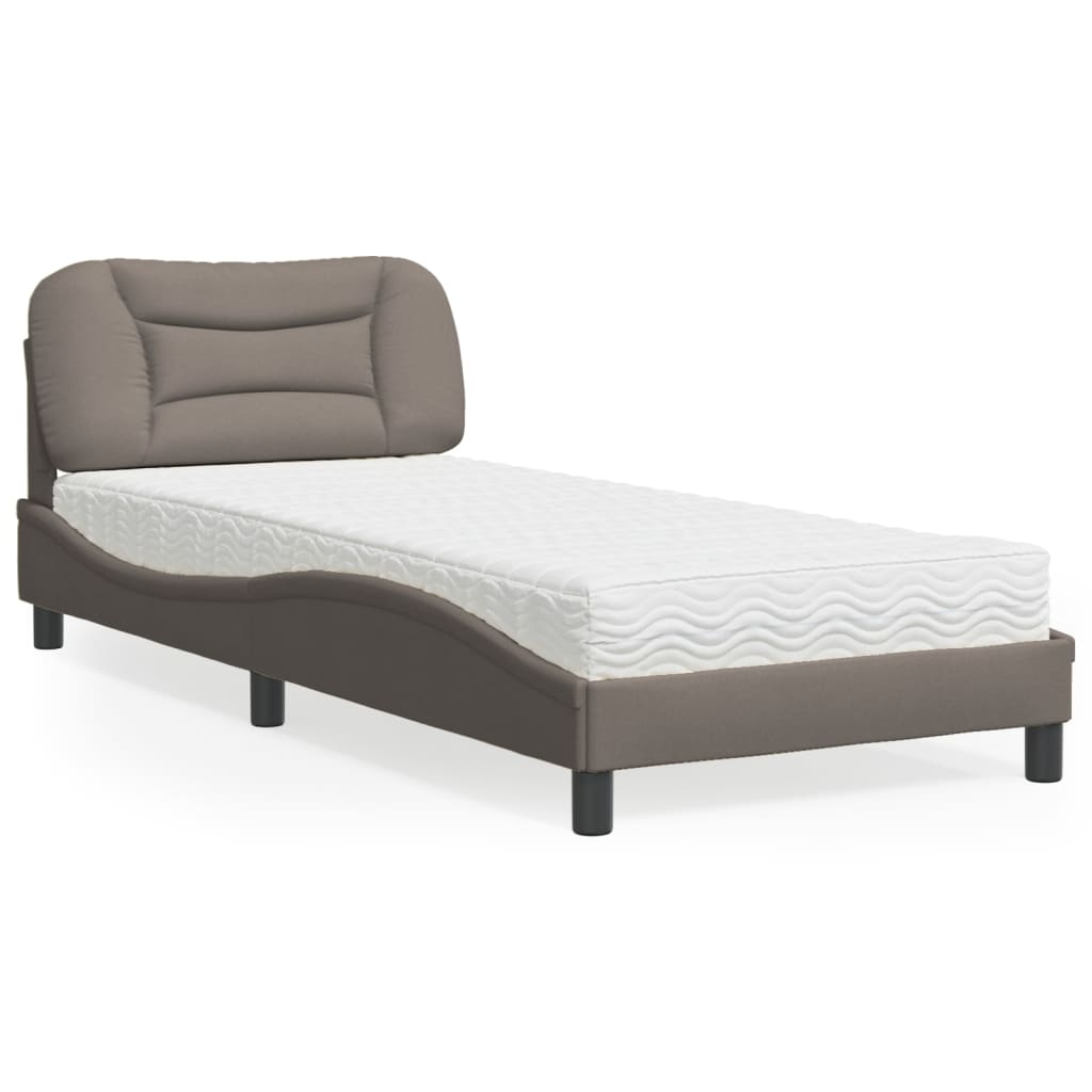 Bed with Mattress "Hvar" Taupe 90x200 cm Fabric