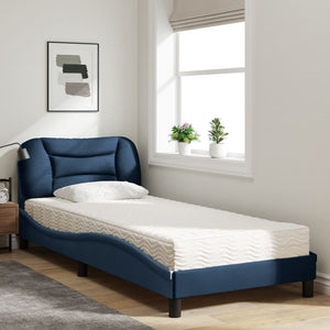 Bed with Mattress "Hvar" Blue 90x200 cm Fabric