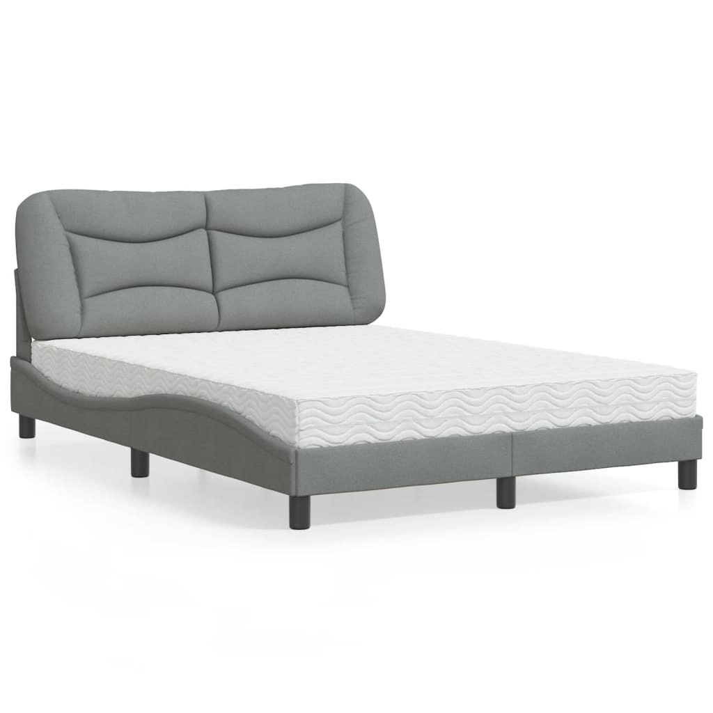 Bed with Mattress "Hvar" Light Grey 120x200 cm Fabric
