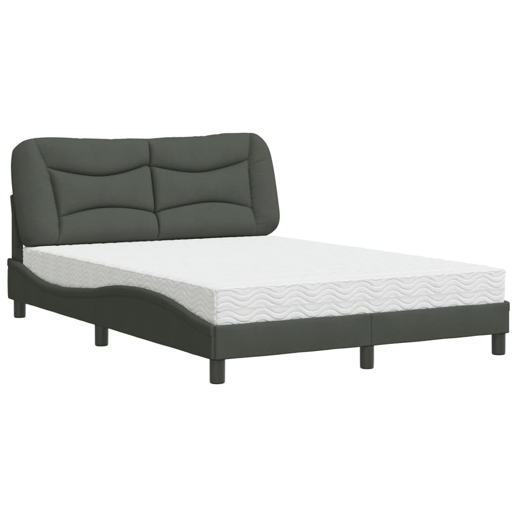 Bed with Mattress "Hvar" Dark Grey 120x200 cm Fabric