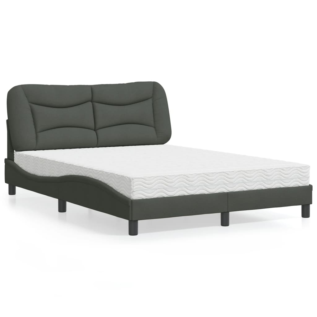 Bed with Mattress "Hvar" Dark Grey 120x200 cm Fabric