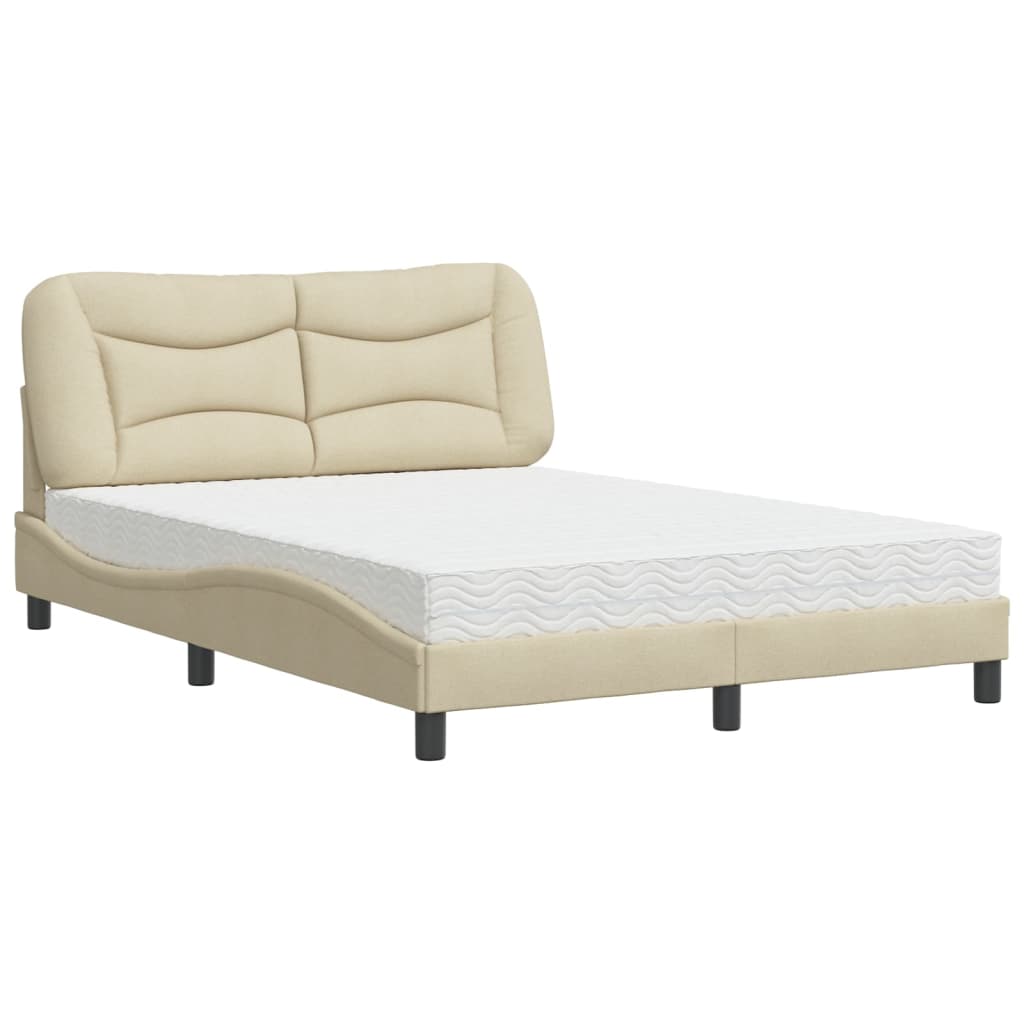 Bed with Mattress "Hvar" Cream 120x200 cm Fabric