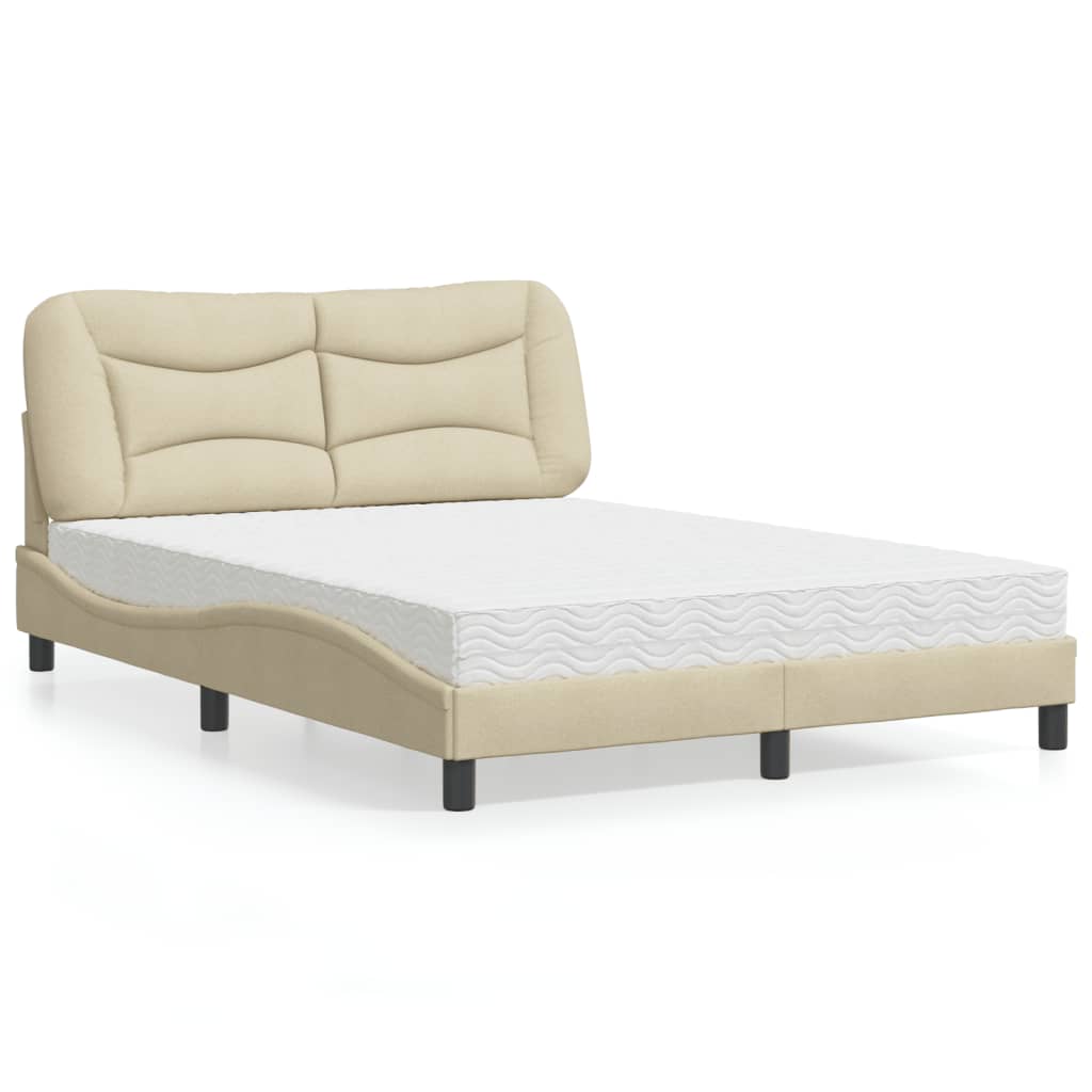 Bed with Mattress "Hvar" Cream 120x200 cm Fabric