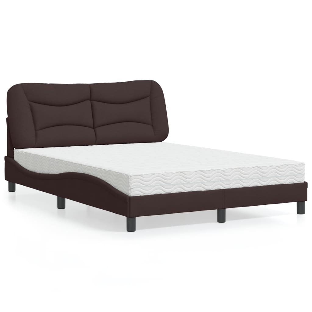 Bed with Mattress "Hvar" Dark Brown 140x190 cm Fabric