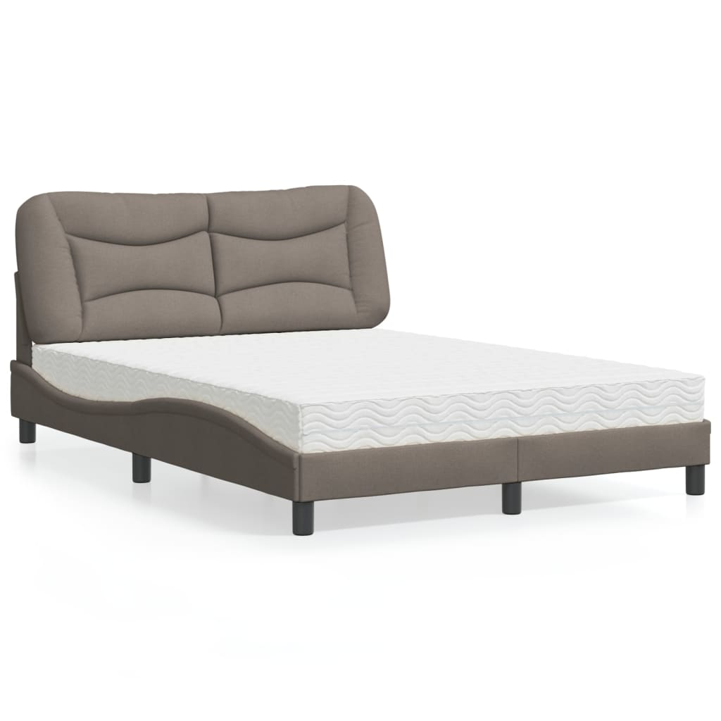 Bed with Mattress "Hvar" Taupe 140x200 cm Fabric