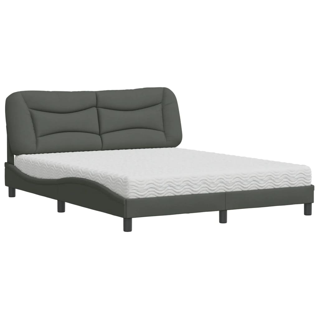 Bed with Mattress "Hvar" Dark Grey 160x200 cm Fabric