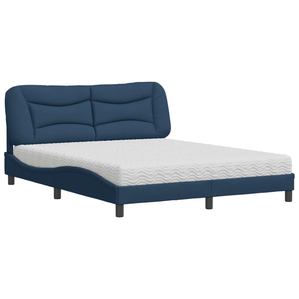 Bed with Mattress "Hvar" Blue 160x200 cm Fabric