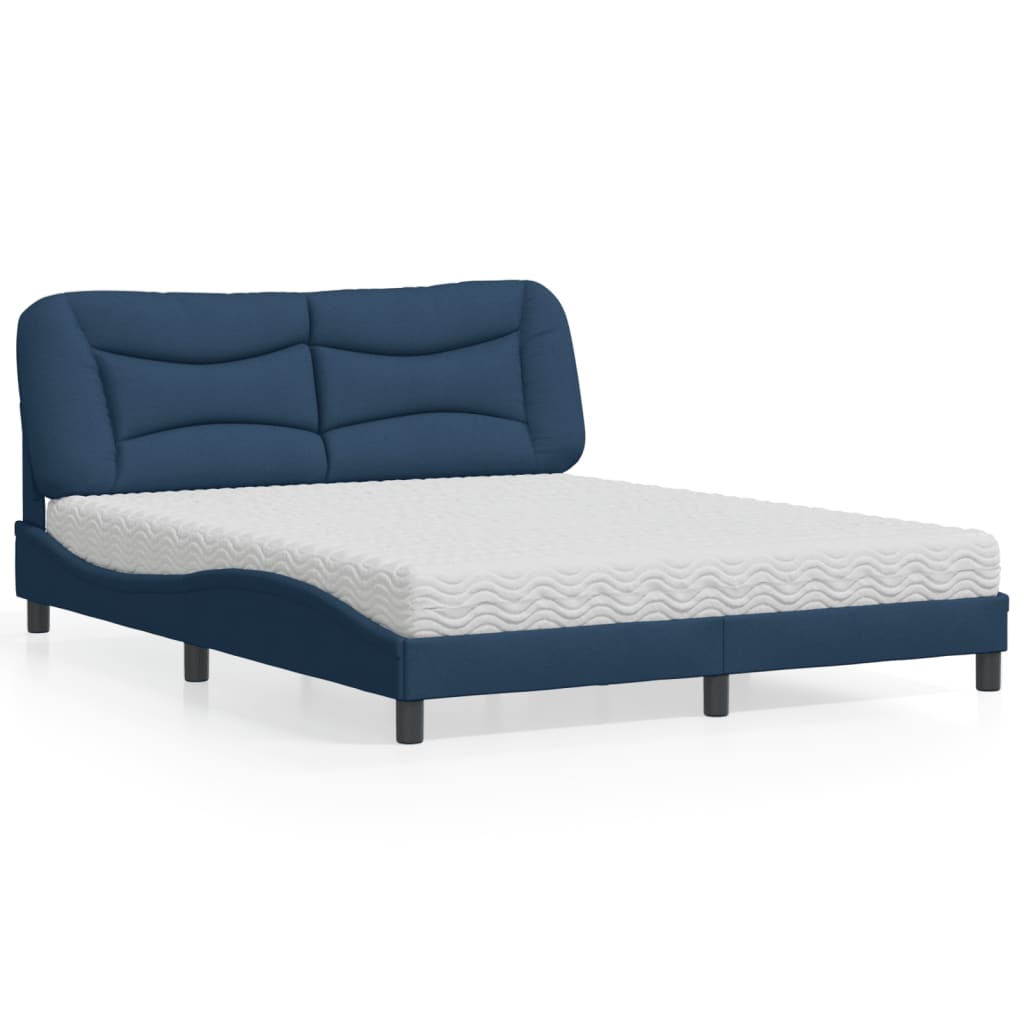 Bed with Mattress "Hvar" Blue 160x200 cm Fabric