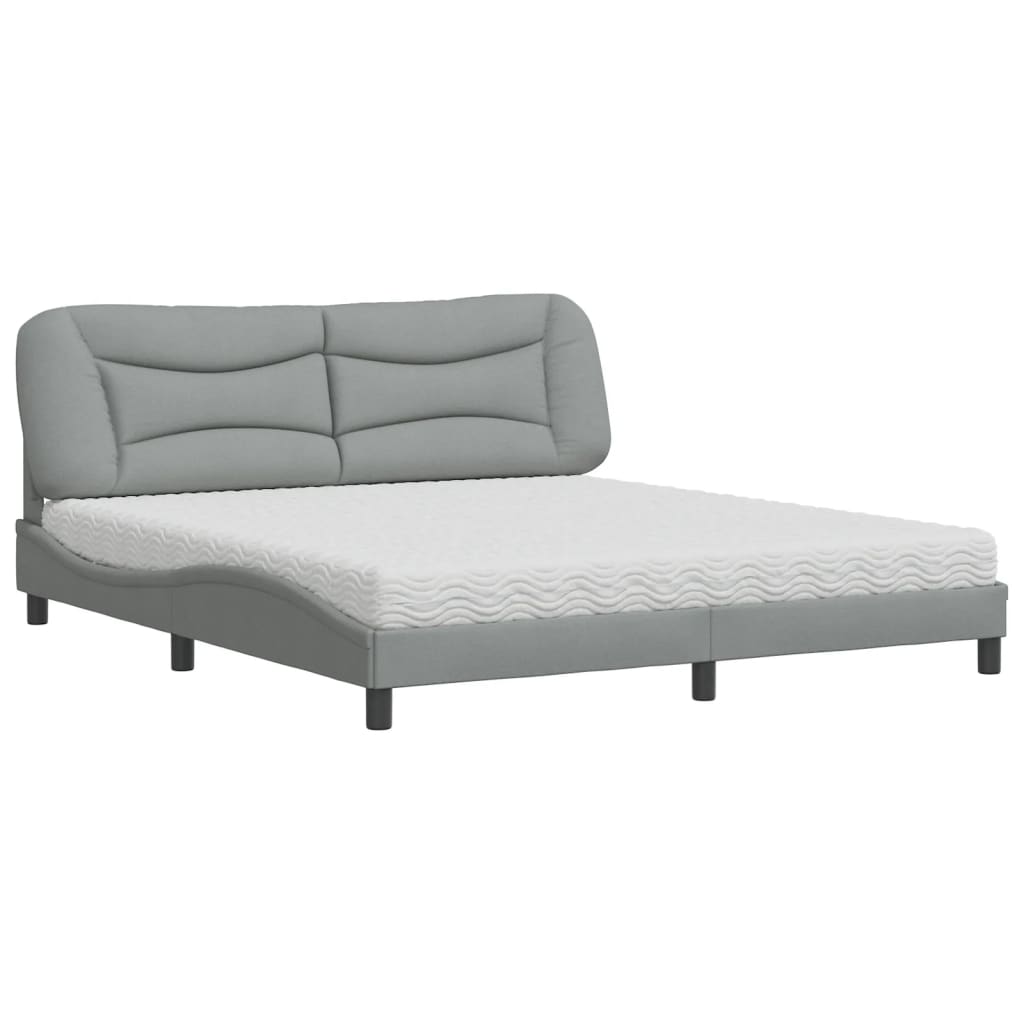Bed with Mattress "Hvar" Light Grey 180x200 cm Fabric