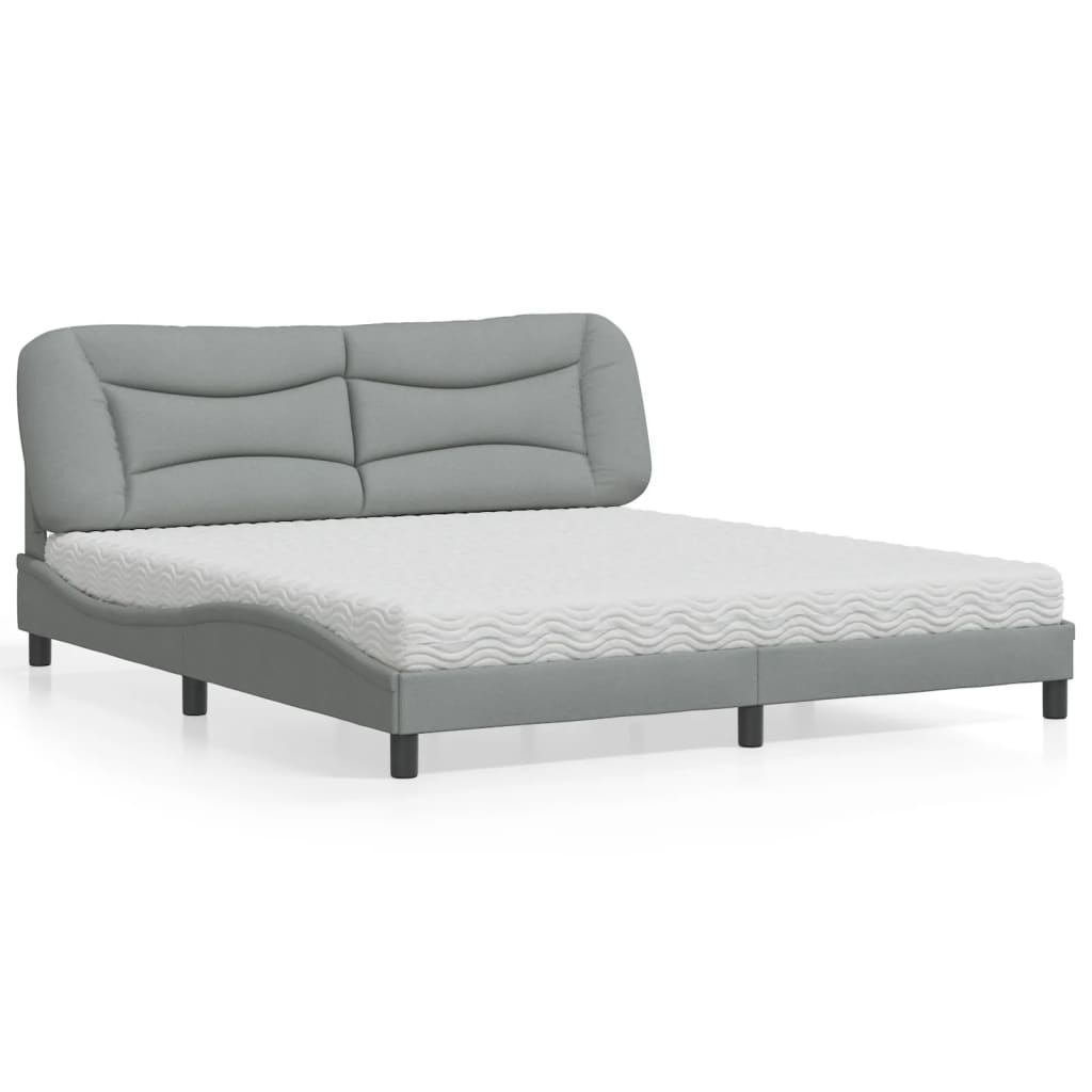 Bed with Mattress "Hvar" Light Grey 180x200 cm Fabric