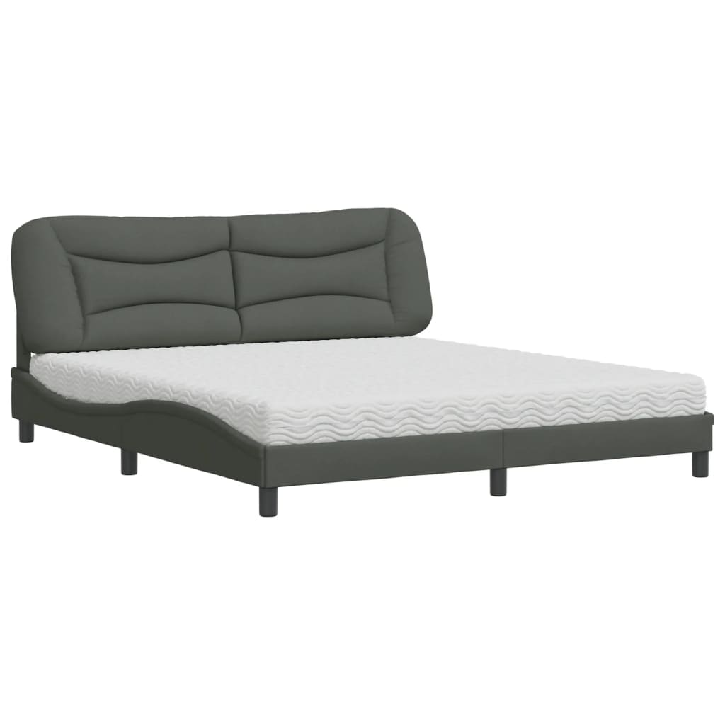 Bed with Mattress "Hvar" Dark Grey 180x200 cm Fabric