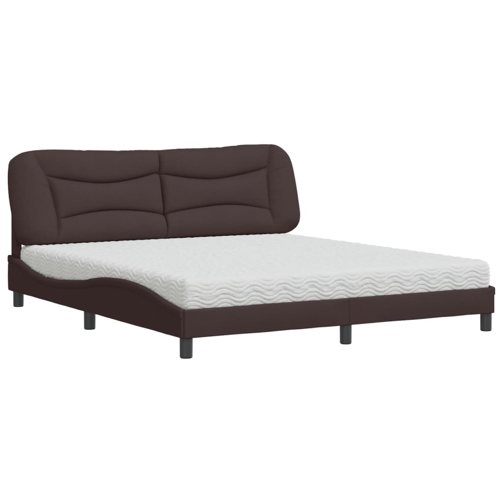 Bed with Mattress "Hvar" Dark Brown 180x200 cm Fabric
