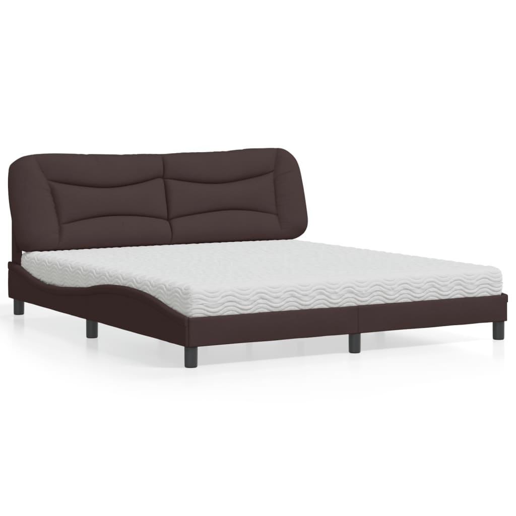 Bed with Mattress "Hvar" Dark Brown 180x200 cm Fabric