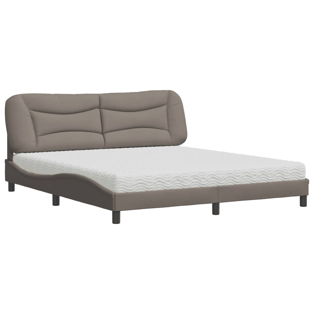 Bed with Mattress "Hvar" Taupe 180x200 cm Fabric