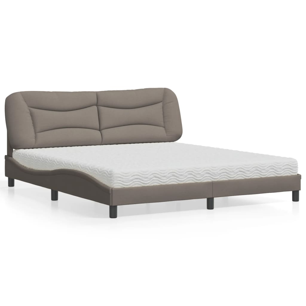 Bed with Mattress "Hvar" Taupe 180x200 cm Fabric