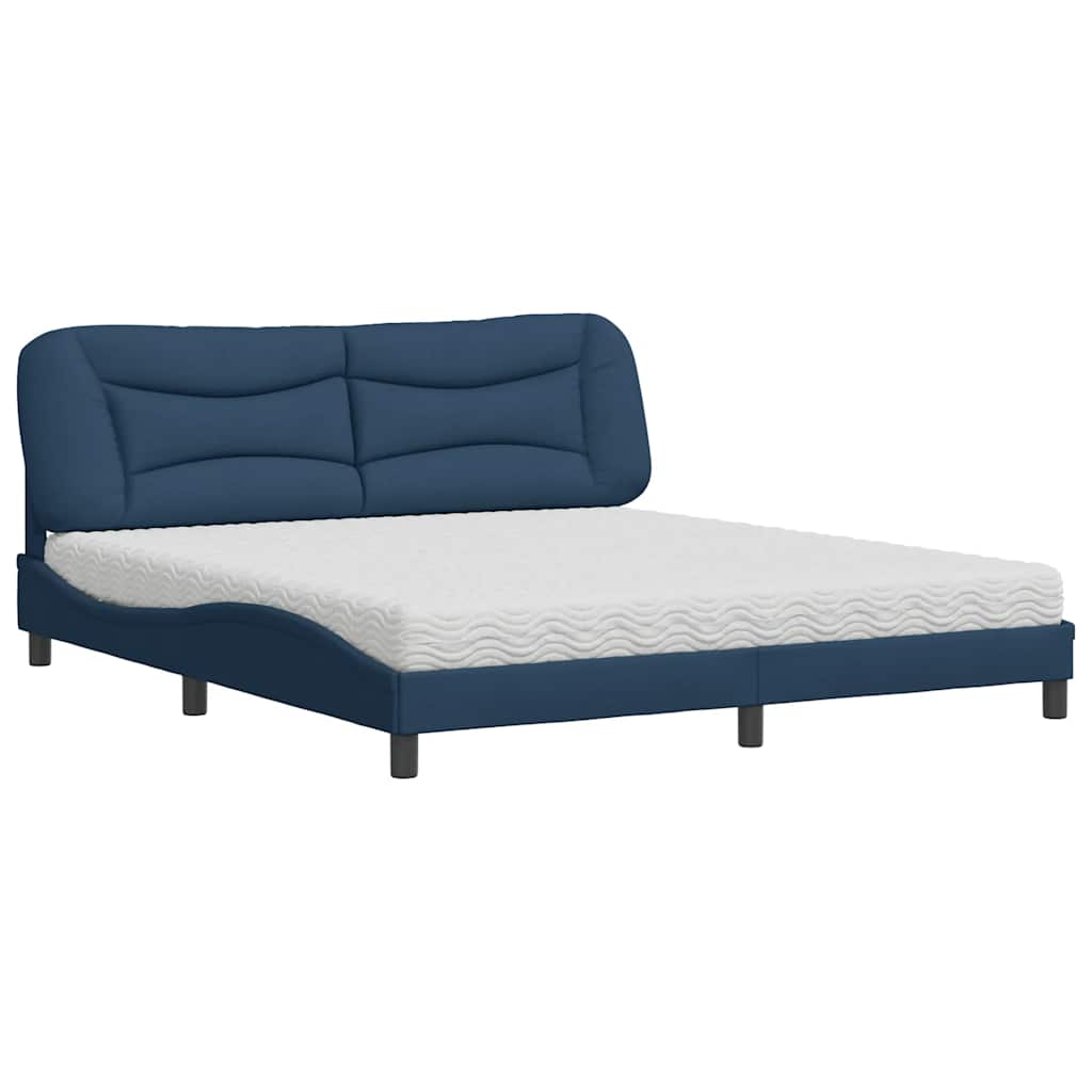 Bed with Mattress "Hvar" Blue 180x200 cm Fabric