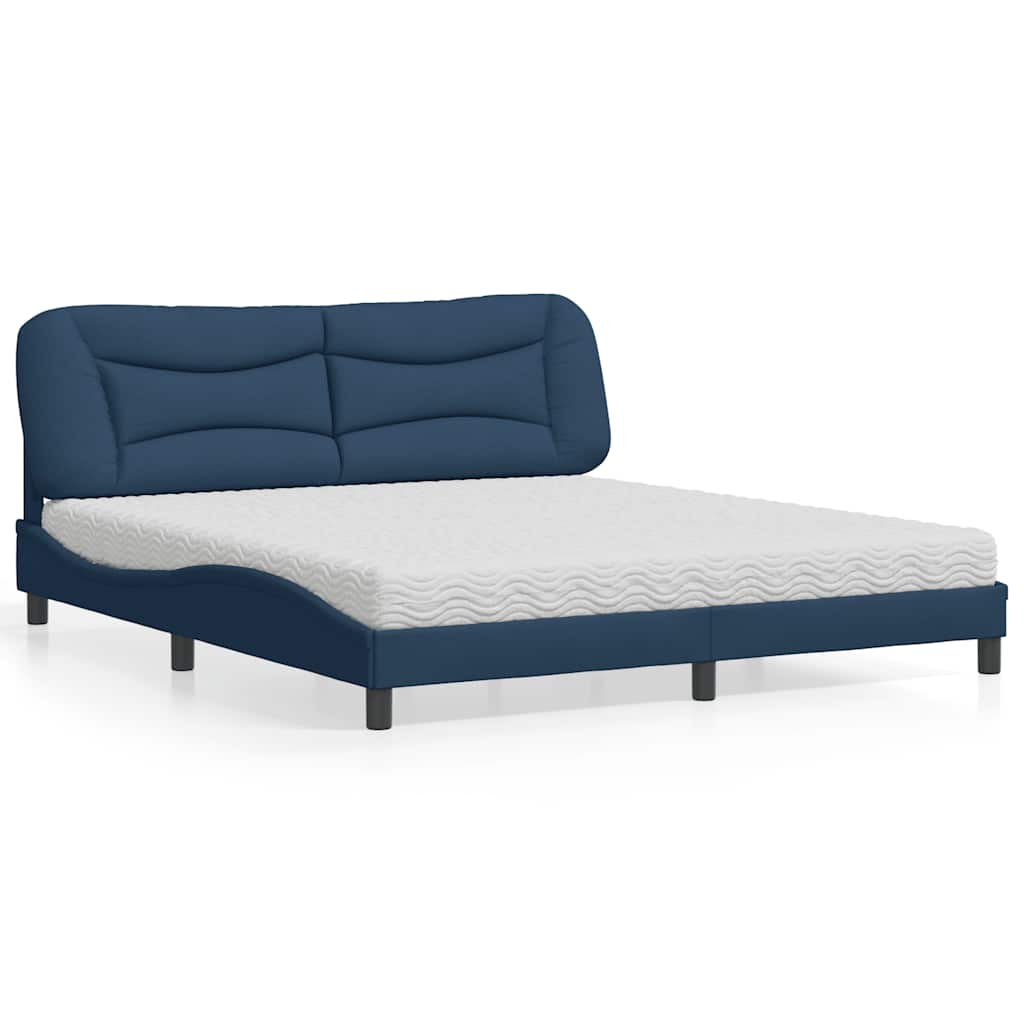 Bed with Mattress "Hvar" Blue 180x200 cm Fabric
