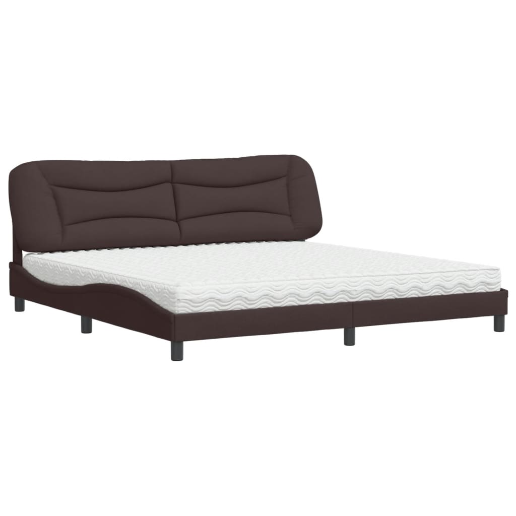 Bed with Mattress "Hvar" Dark Brown 200x200 cm Fabric