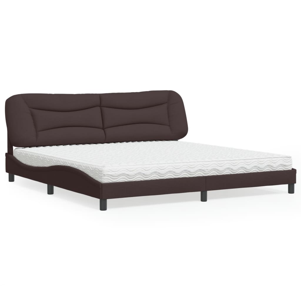 Bed with Mattress "Hvar" Dark Brown 200x200 cm Fabric
