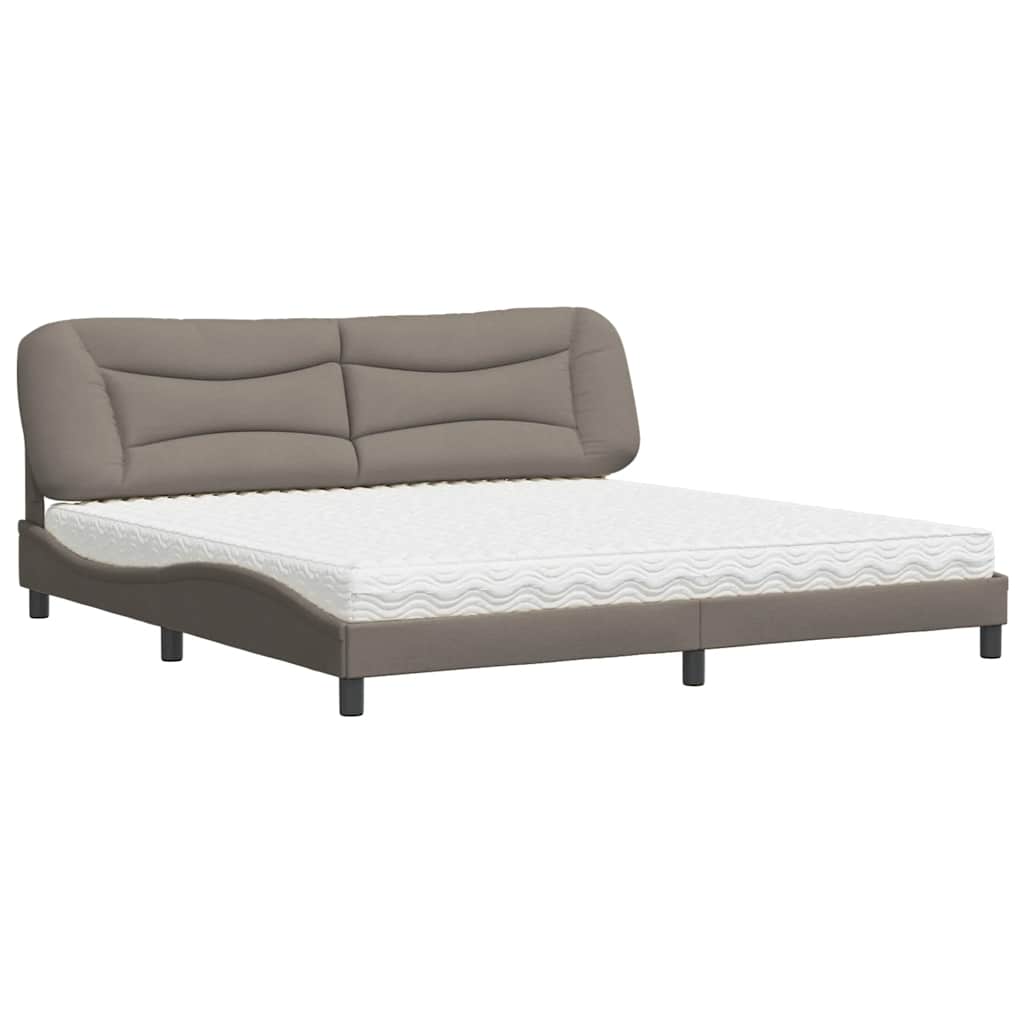 Bed with Mattress "Hvar" Taupe 200x200 cm Fabric