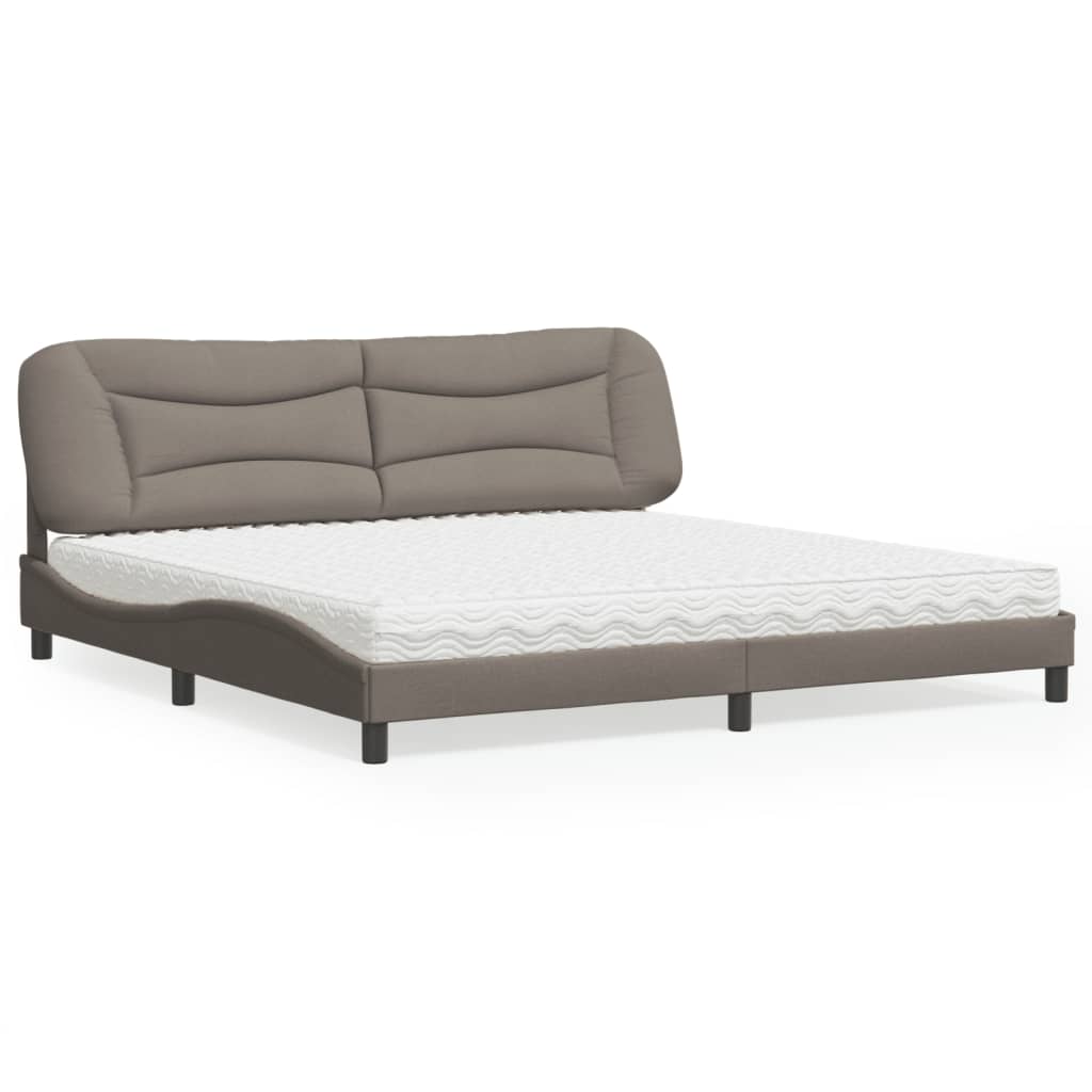 Bed with Mattress "Hvar" Taupe 200x200 cm Fabric