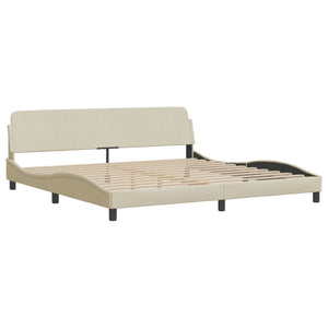 Bed with Mattress "Hvar" Cream 200x200 cm Fabric