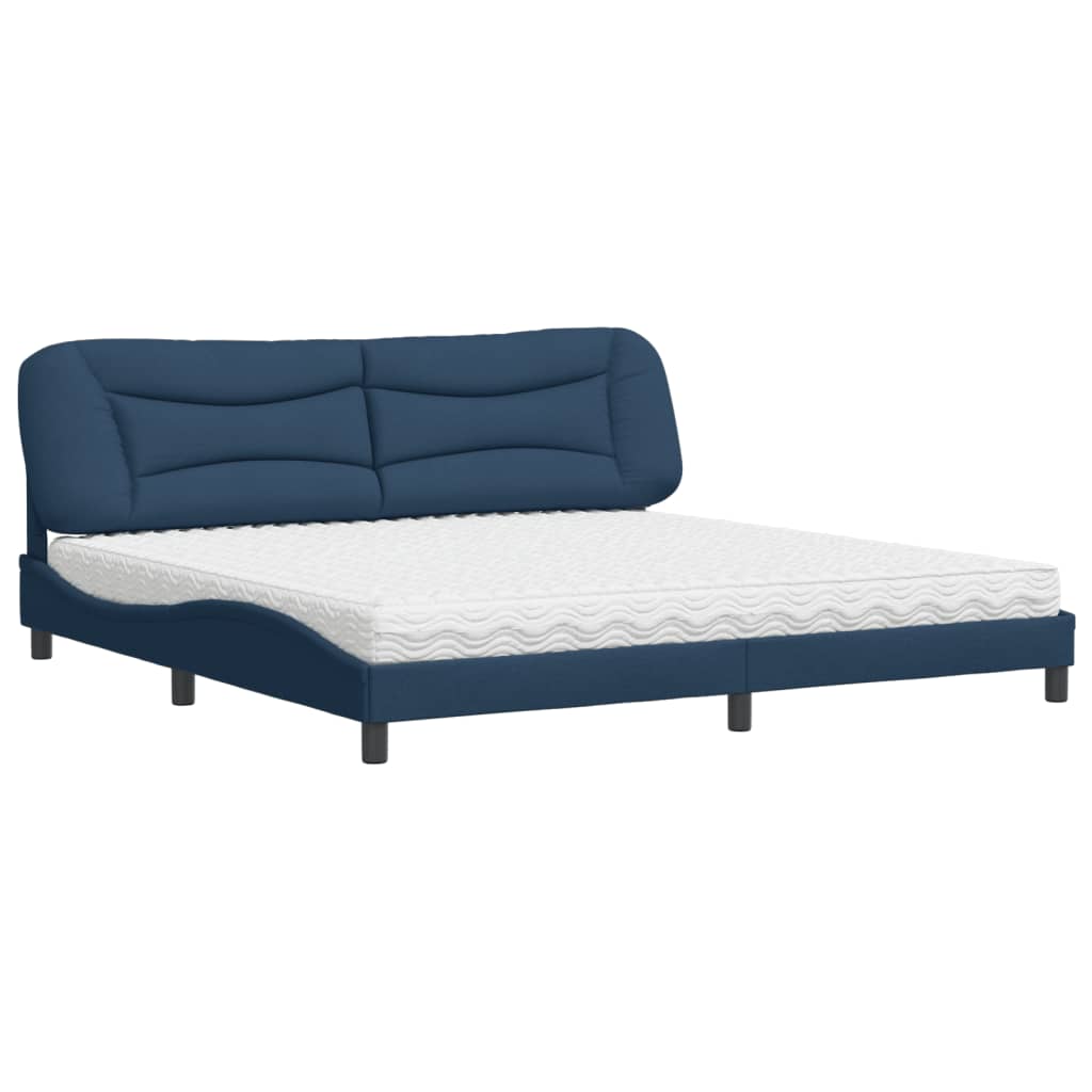 Bed with Mattress "Hvar" Blue 200x200 cm Fabric