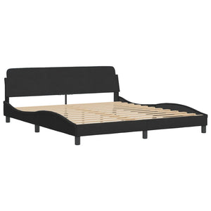 Bed with Mattress "Hanko" Black 180x200 cm Velvet