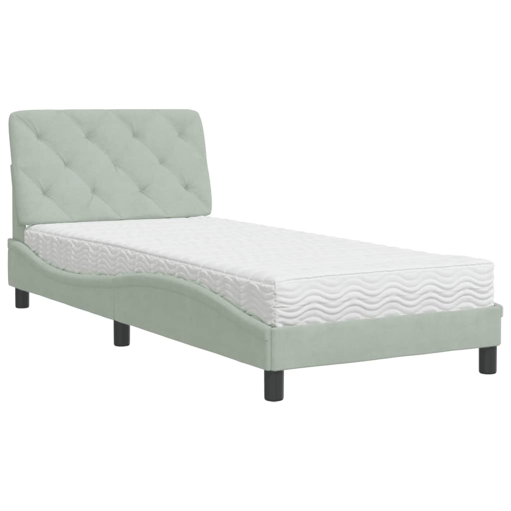Bed with Mattress Light Grey 80x200 cm Velvet