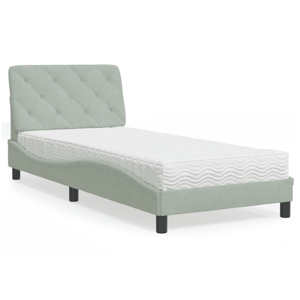 Bed with Mattress Light Grey 80x200 cm Velvet
