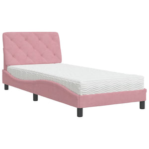 Bed with Mattress Pink 90x190 cm Velvet