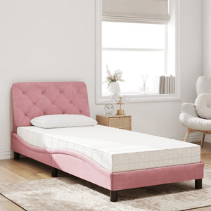 Bed with Mattress Pink 90x190 cm Velvet