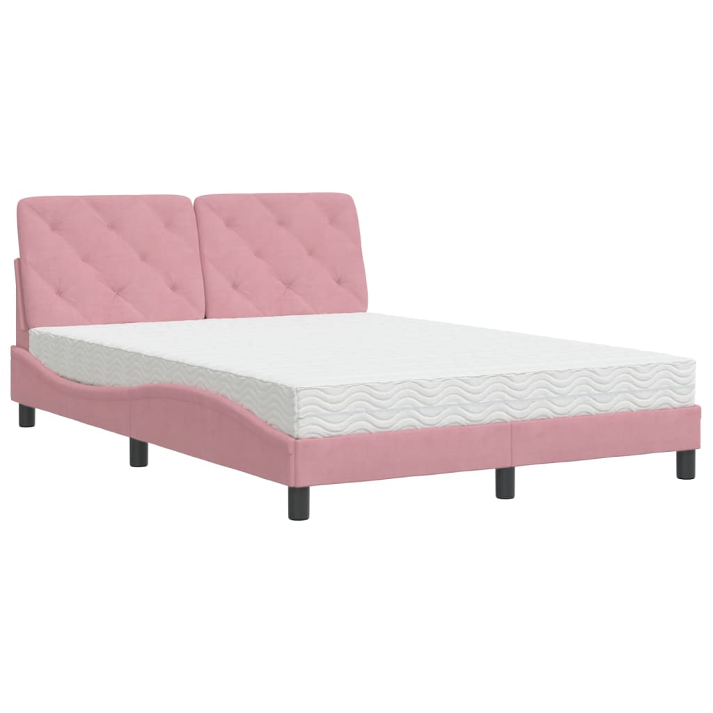 Bed with Mattress Pink 120x200 cm Velvet