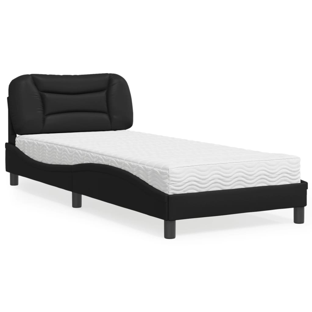 Bed with Mattress "Hvar" Black 80x200 cm Faux Leather