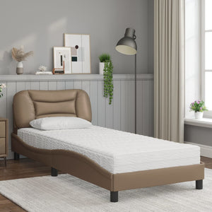 Bed with Mattress "Hvar" Cappuccino 80x200 cm Faux Leather