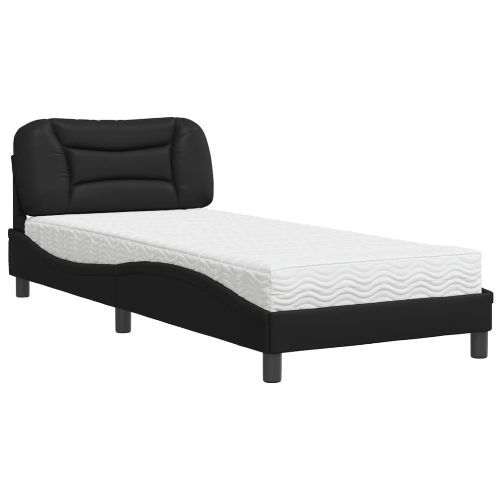 Bed with Mattress "Hvar" Black 90x190 cm Faux Leather
