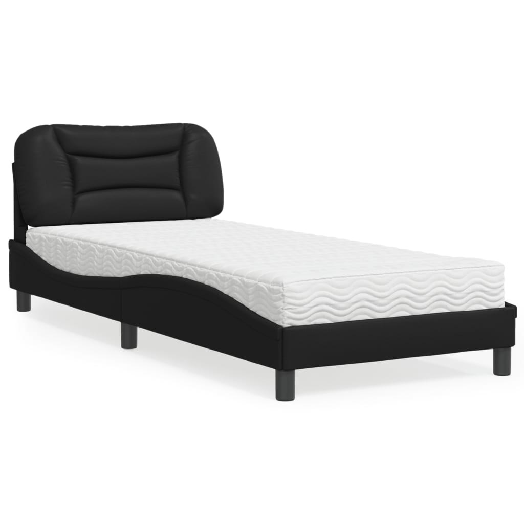 Bed with Mattress "Hvar" Black 90x190 cm Faux Leather