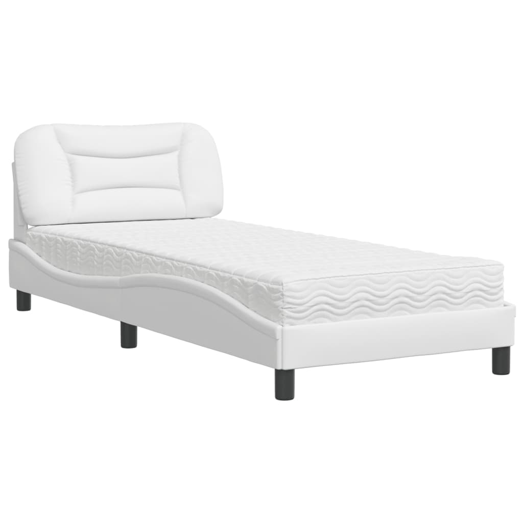 Bed with Mattress "Hvar" White 90x190 cm Faux Leather
