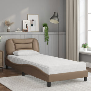 Bed with Mattress "Hvar" Cappuccino 90x190 cm Faux Leather