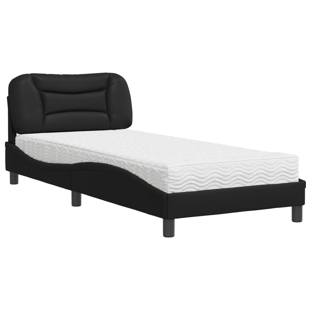 Bed with Mattress "Hvar" Black 90x200 cm Faux Leather