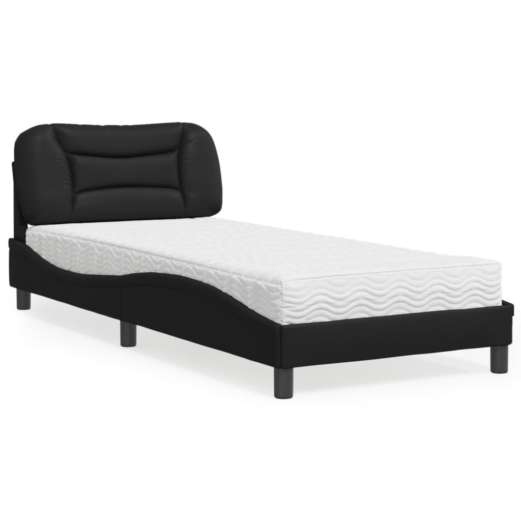 Bed with Mattress "Hvar" Black 90x200 cm Faux Leather