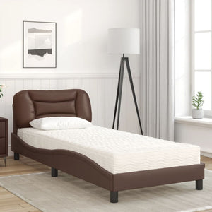 Bed with Mattress "Hvar" Brown 90x200 cm Faux Leather