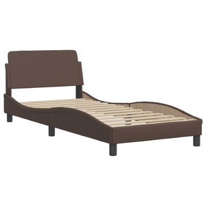 Bed with Mattress "Hvar" Brown 90x200 cm Faux Leather