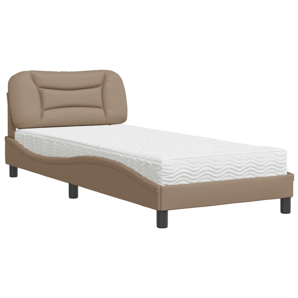 Bed with Mattress "Hvar" Cappuccino 90x200 cm Faux Leather