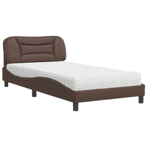 Bed with Mattress "Hvar" Brown 100x200 cm Faux Leather