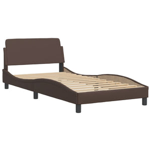 Bed with Mattress "Hvar" Brown 100x200 cm Faux Leather