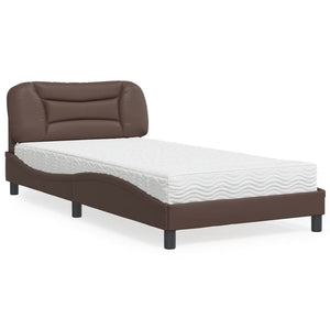 Bed with Mattress "Hvar" Brown 100x200 cm Faux Leather