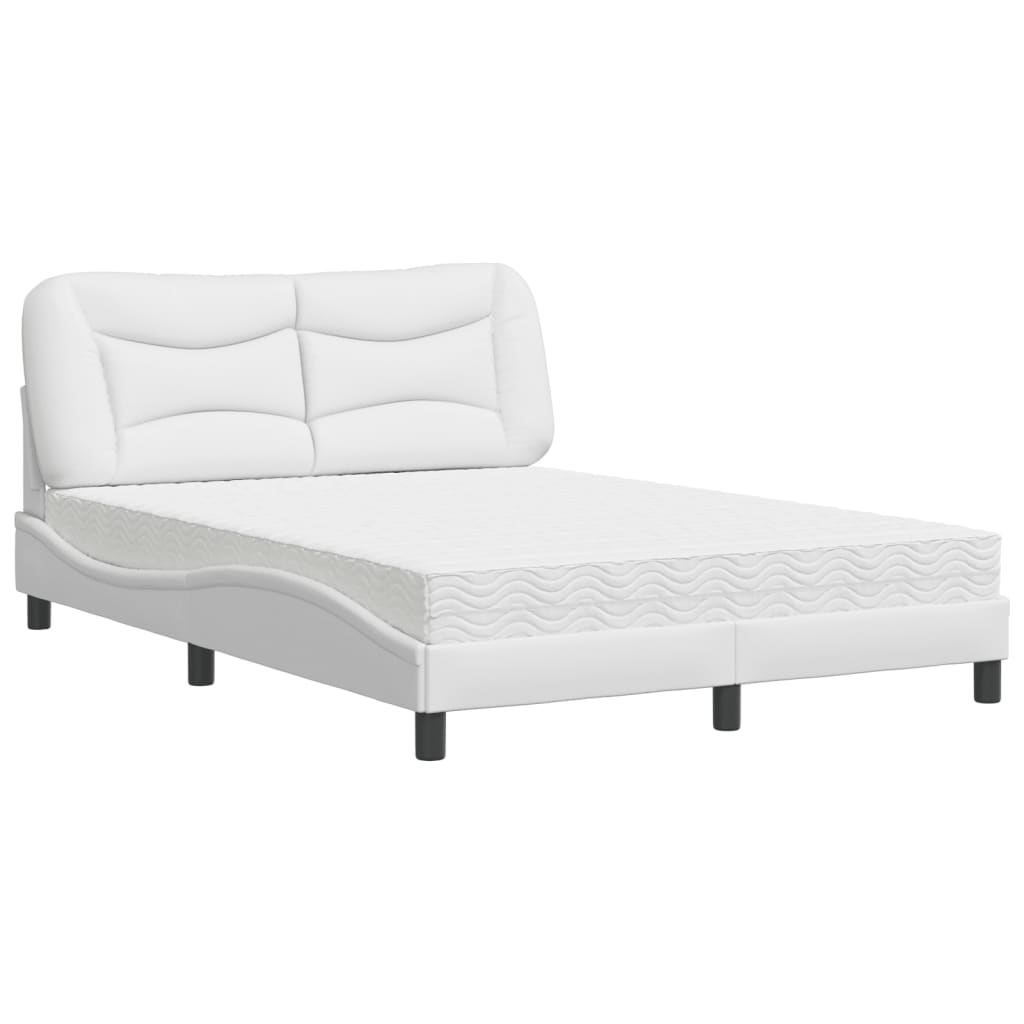 Bed with Mattress "Hvar" White 120x200 cm Faux Leather